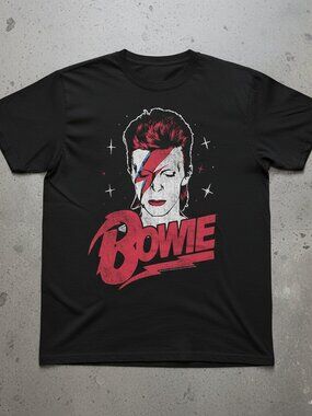 David Bowie Lightning Bolt Graphic Tee – Ziggy Stardust Inspired Vintage T-Shirt
